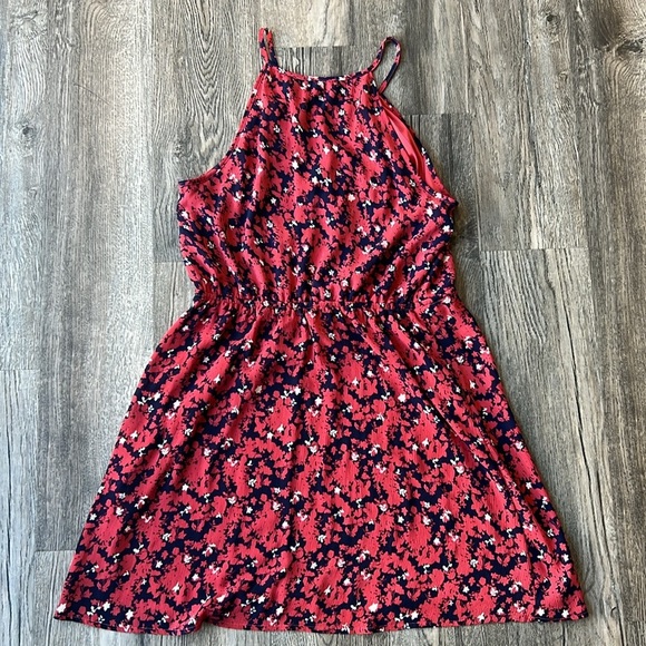 Collective Concepts Dress Red Printed Floral Midi Dress Size Large Petite - Picture 9 of 11